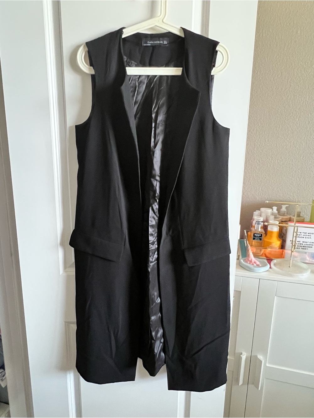 Zara Woman Black Sleeveless Long Vest